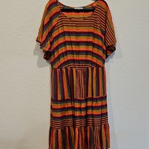 Women's Colorful Striped Midi Dress